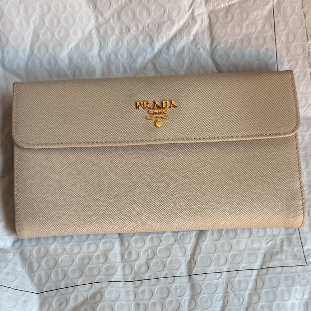 Prada Beige Leather Wallet